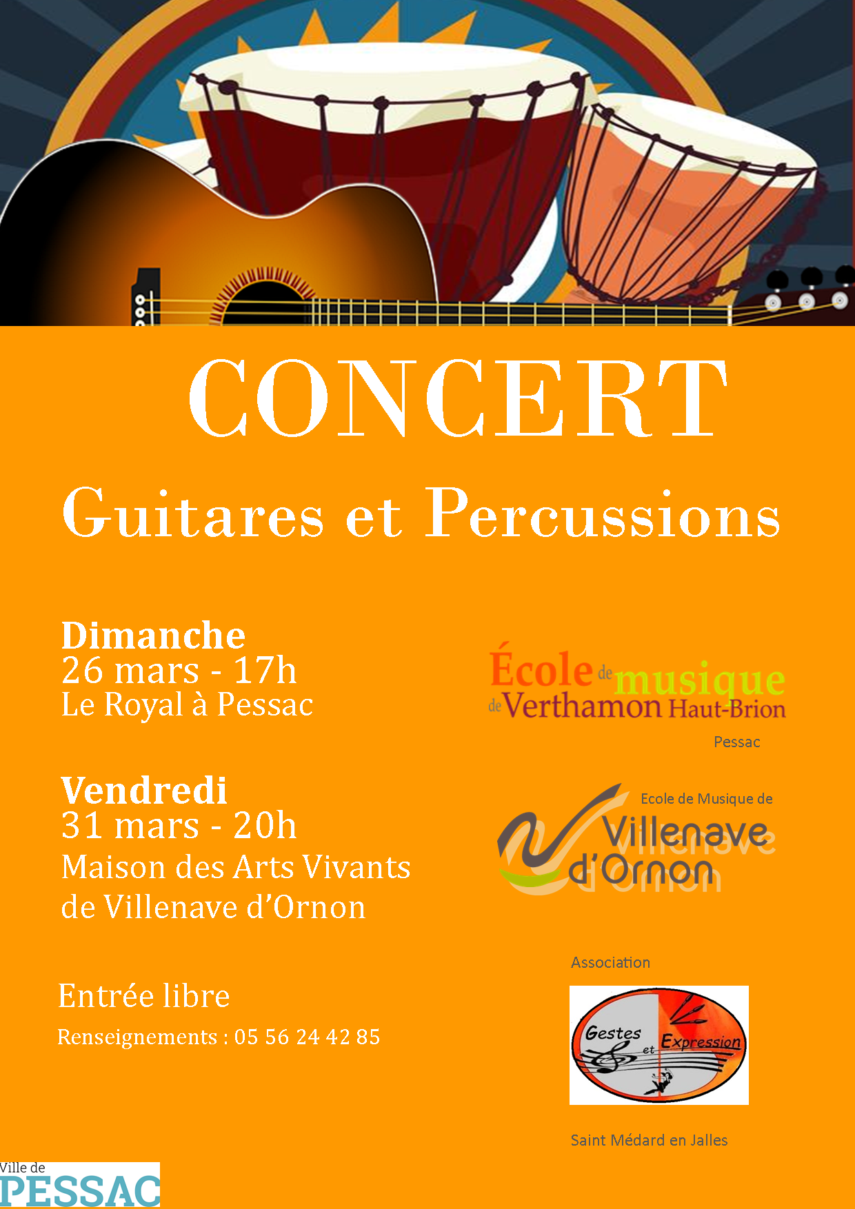 Concert de l'ensemble de guitares des écoles de Villenave d'Ornon, St-Médard et EMVHB