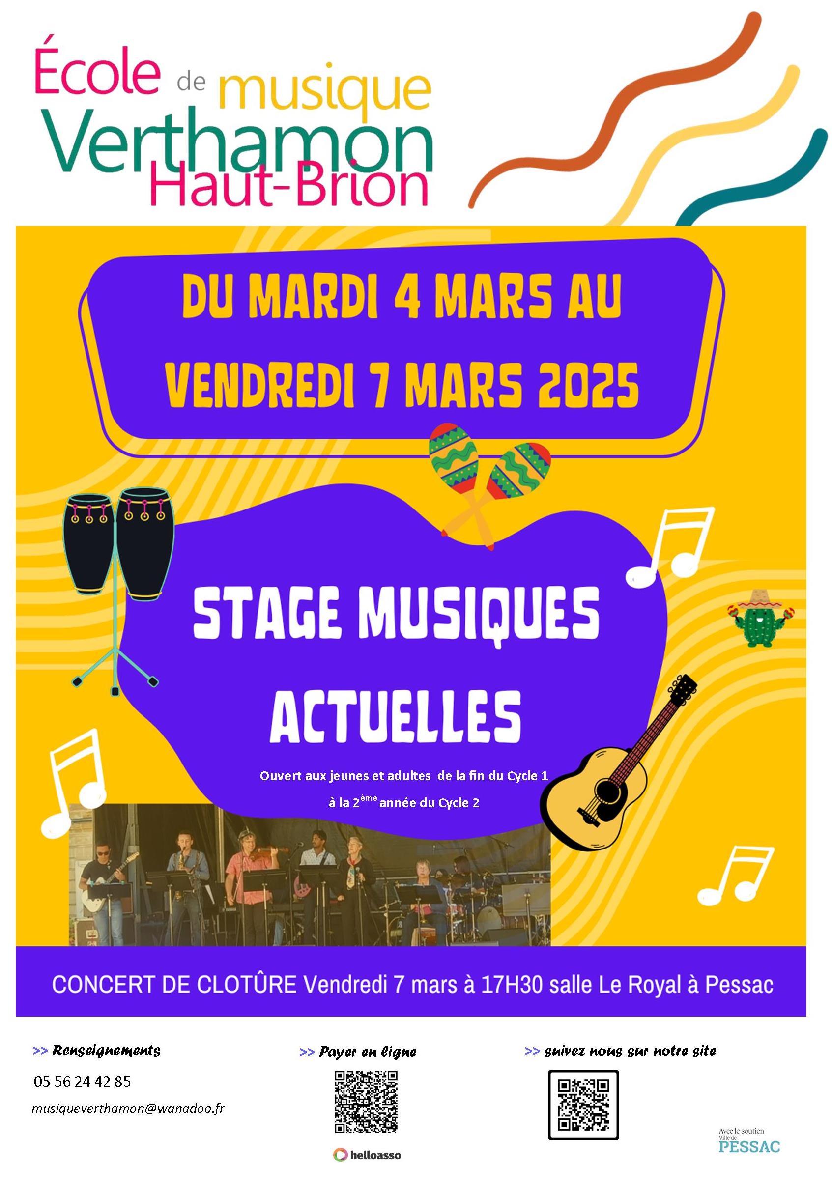 STAGE DE MUSIQUES ACTUELLES DU 04-03 AU 07-03-25